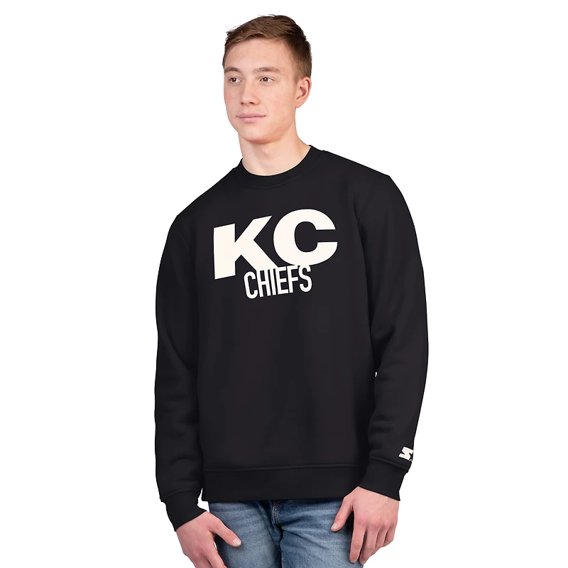 Sweat-shirt ras du cou en polaire noir pour homme, Starter, Kansas City Chiefs Assist