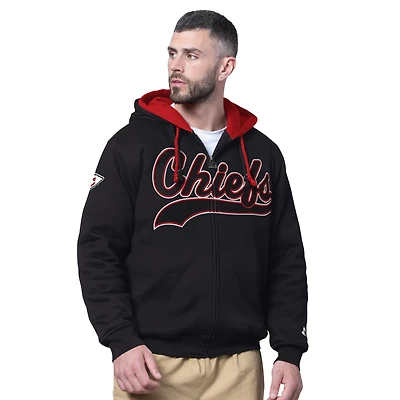 Sweat à capuche zippé double Big Shot Starter Black pour homme des Kansas City Chiefs