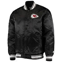 Men's Starter Black Kansas City Chiefs Locker Room Satin Varsity Full-Snap Jacket