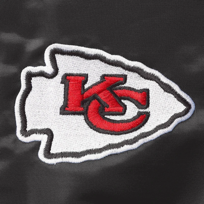 Men's Starter Black Kansas City Chiefs Locker Room Satin Varsity Full-Snap Jacket