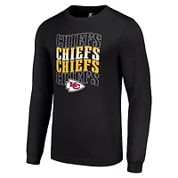 T-shirt à manches longues noir pour homme avec logo de l'équipe des Kansas City Chiefs
