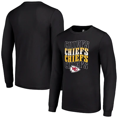 T-shirt à manches longues noir pour homme avec logo de l'équipe des Kansas City Chiefs