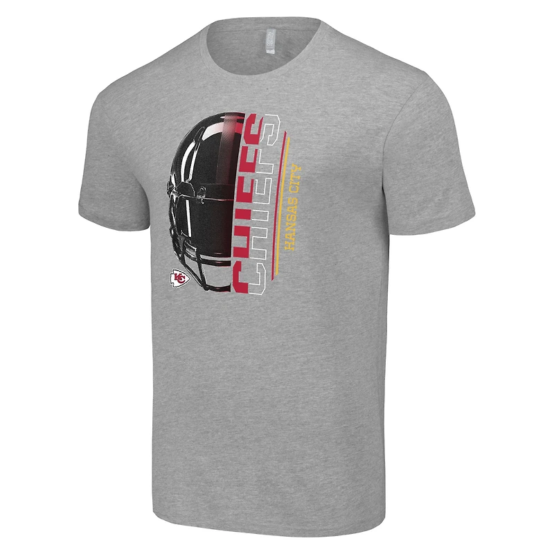 T-shirt gris chiné pour homme avec logo demi-casque des Kansas City Chiefs