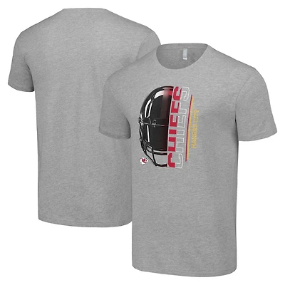 T-shirt gris chiné pour homme avec logo demi-casque des Kansas City Chiefs