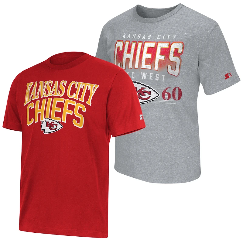 Men's Starter Red/Gray Kansas City Chiefs Two-Pack Logo T-Shirt Set