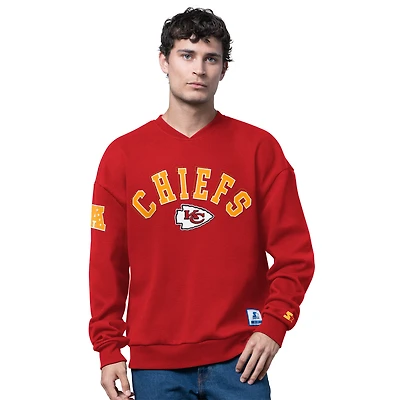 Men's Starter Red Kansas City Chiefs Blitz Fleece Crewneck Sweatshirt