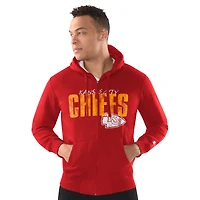Sweat à capuche zippé classique vieilli pour homme des Kansas City Chiefs, rouge