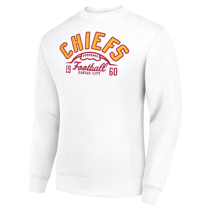 Sweat-shirt à capuche en polaire tri-blend blanc pour homme, motif demi-balle, des Kansas City Chiefs