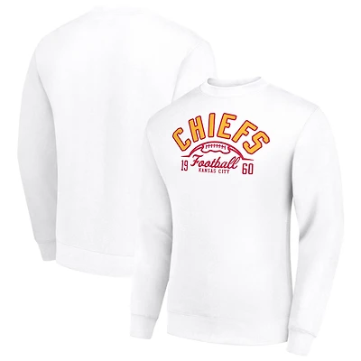 Sweat-shirt à capuche en polaire tri-blend blanc pour homme, motif demi-balle, des Kansas City Chiefs