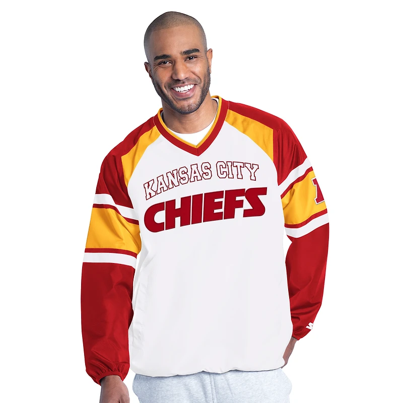 Veste pull raglan Starter blanche pour homme, modèle Kansas City Chiefs Infield Play