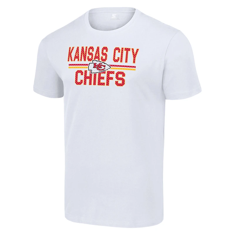 T-shirt blanc à imprimé graphique en maille pour homme, équipe des Kansas City Chiefs