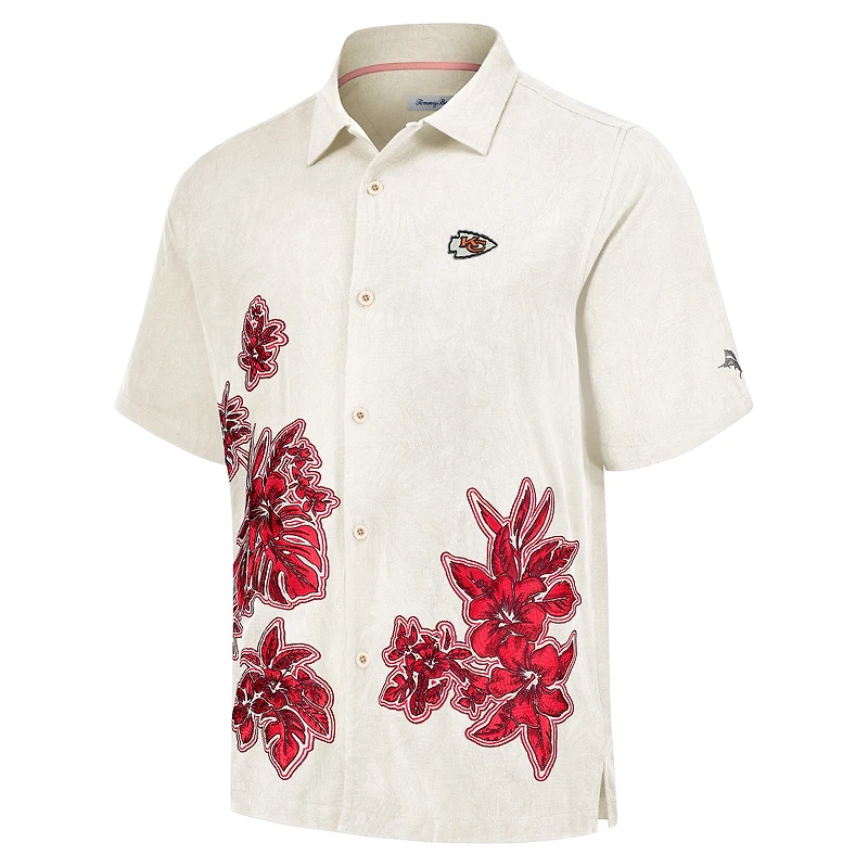 Chemise boutonnée Tommy Bahama pour hommes, crème, Kansas City Chiefs Hibiscus Camp