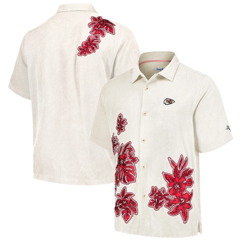 Chemise boutonnée Tommy Bahama pour hommes, crème, Kansas City Chiefs Hibiscus Camp