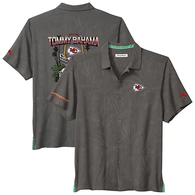 Chemise boutonnée Tommy Bahama grise Kansas City Chiefs Endzone Paradise COOLMAX pour homme