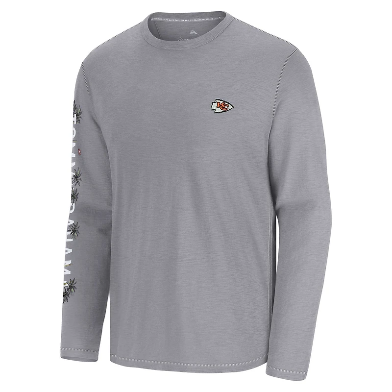 T-shirt à manches longues Tommy Bahama gris Kansas City Chiefs Oasis Endzone Lux pour homme