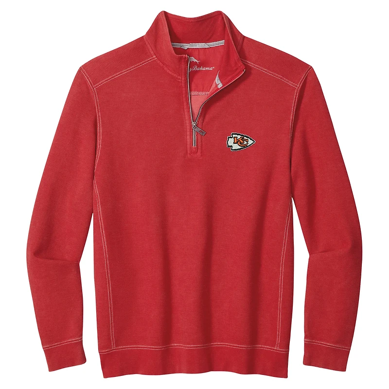 Pull à demi-zip Tommy Bahama rouge Kansas City Chiefs Sport Tobago pour homme