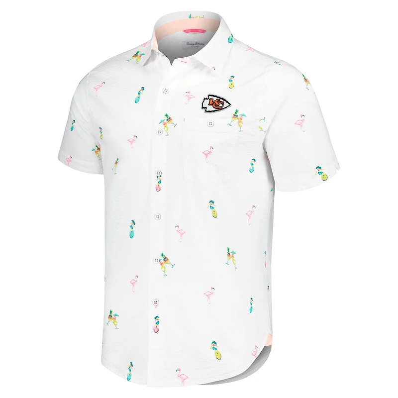 Men's Tommy Bahama White Kansas City Chiefs Nova Wave Flocktail Button-Up Shirt