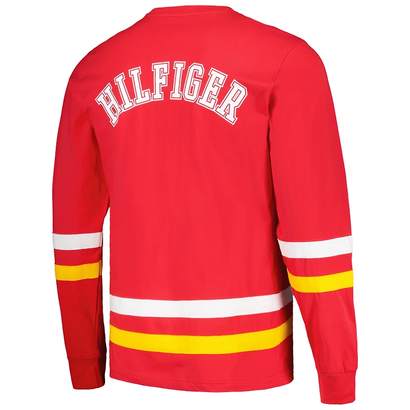 T-shirt à manches longues Tommy Hilfiger rouge/or Kansas City Chiefs Nolan pour hommes