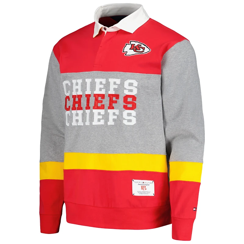 Men's Tommy Hilfiger Red Kansas City Chiefs Connor Oversized Rugby Long Sleeve Polo