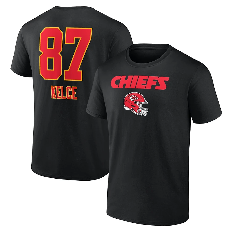 Men's Travis Kelce Red Kansas City Chiefs Team Wordmark Name & Number T-Shirt
