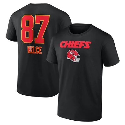 Men's Travis Kelce Red Kansas City Chiefs Team Wordmark Name & Number T-Shirt