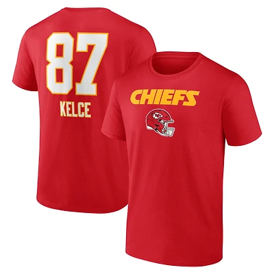 Men's Travis Kelce Red Kansas City Chiefs Team Wordmark Name & Number T-Shirt