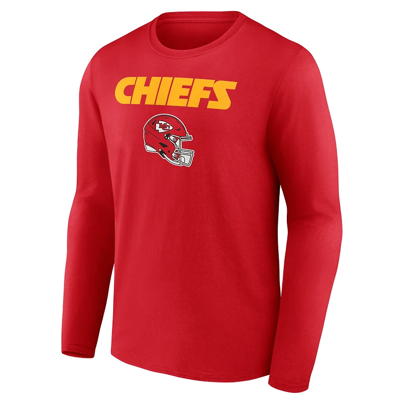 Men's Trent McDuffie Red Kansas City Chiefs Team Wordmark Name & Number Long Sleeve T-Shirt