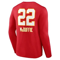 Men's Trent McDuffie Red Kansas City Chiefs Team Wordmark Name & Number Long Sleeve T-Shirt