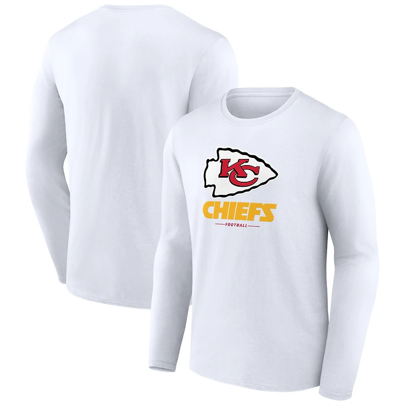 Men's  White Kansas City Chiefs Team Lockup Long Sleeve T-Shirt
