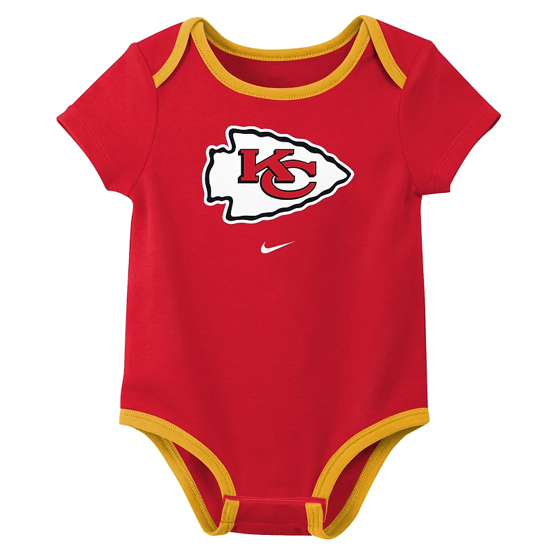 Newborn & Infant Nike Kansas City Chiefs Three-Piece Bodysuit Set