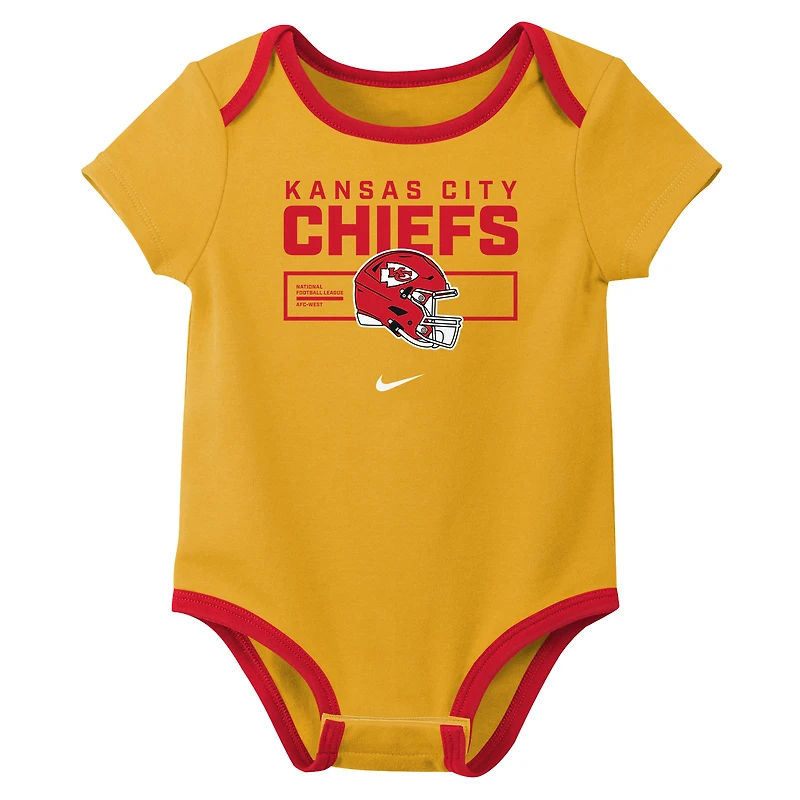 Newborn & Infant Nike Kansas City Chiefs Three-Piece Bodysuit Set