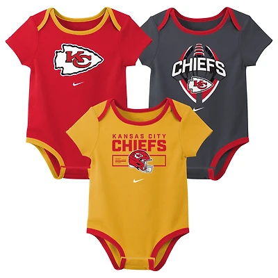 Newborn & Infant Nike Kansas City Chiefs Three-Piece Bodysuit Set