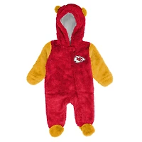 Grenouillère polaire rouge à fermeture éclair pour nouveau-né et nourrisson, motif Kansas City Chiefs, Stay Napping Teddy