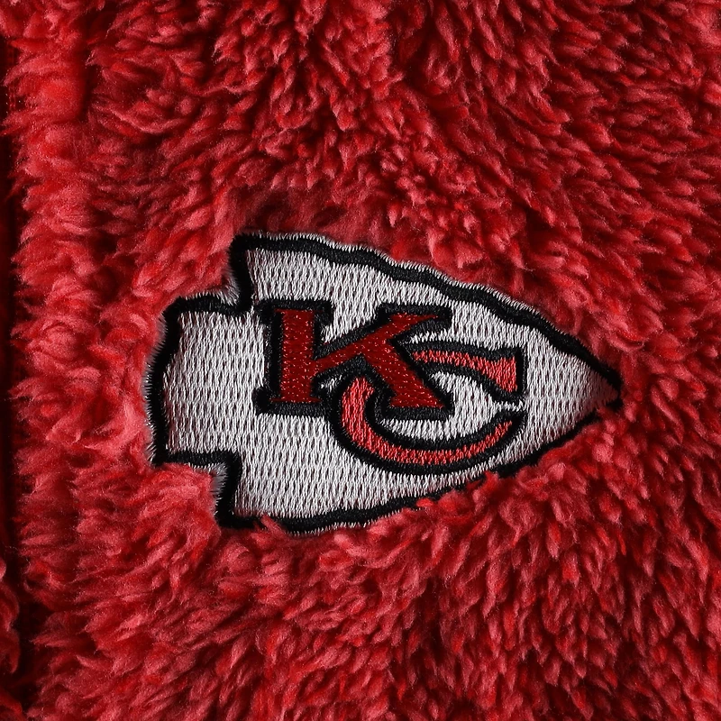 Newborn & Infant Red/Gray Kansas City Chiefs Game Nap Teddy Fleece Bunting Full-Zip Sleeper