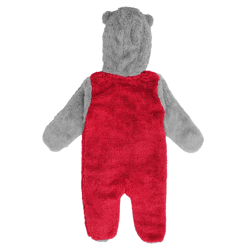 Newborn & Infant Red/Gray Kansas City Chiefs Game Nap Teddy Fleece Bunting - Full-Zip Sleeper