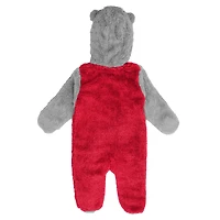 Newborn & Infant Red/Gray Kansas City Chiefs Game Nap Teddy Fleece Bunting - Full-Zip Sleeper