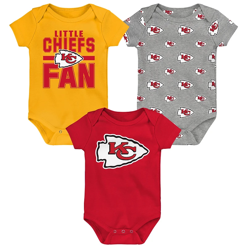 Newborn Outerstuff Kansas City Chiefs Little Tike 3-Piece Bodysuit Set