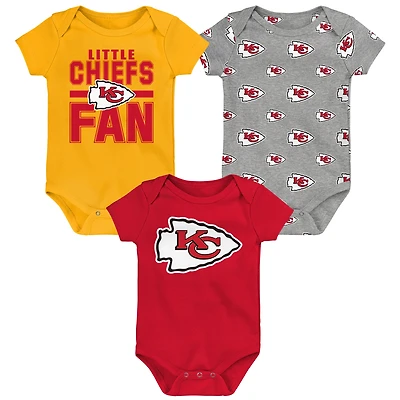 Newborn Outerstuff Kansas City Chiefs Little Tike 3-Piece Bodysuit Set