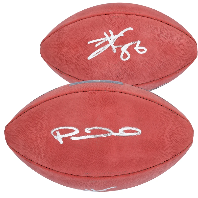 Ballon de football Duke autographié par Patrick Mahomes et Travis Kelce des Kansas City Chiefs lors du Super Bowl LVIII