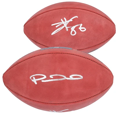 Ballon de football Duke autographié par Patrick Mahomes et Travis Kelce des Kansas City Chiefs lors du Super Bowl LVIII
