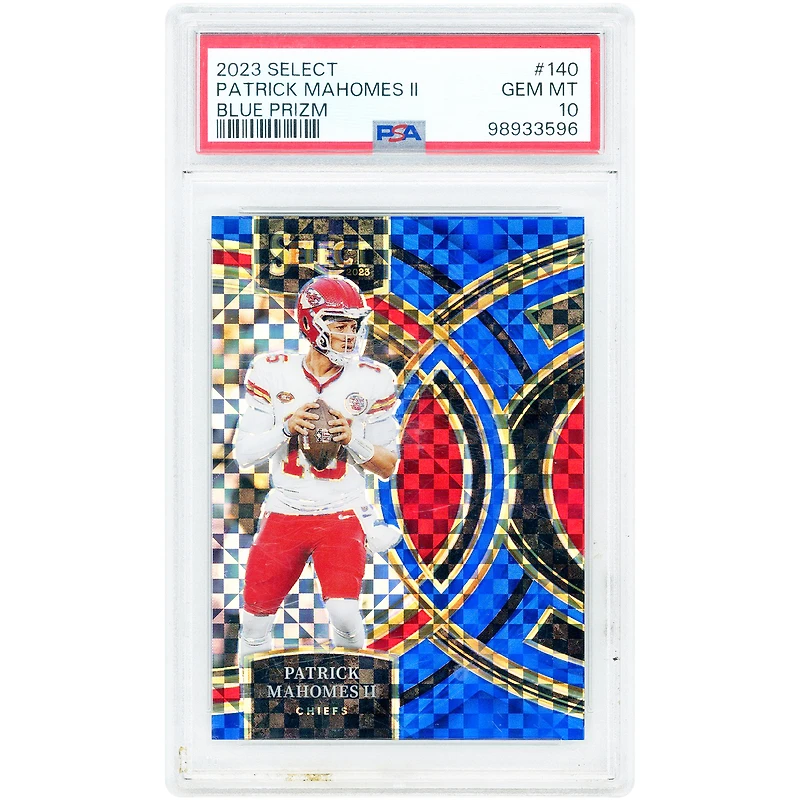 Patrick Mahomes Kansas City Chiefs 2023 Panini Select Blue Prizm #140 #8/149 PSA Authenticated 10 Card