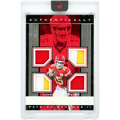 Patrick Mahomes Kansas City Chiefs 2025 Panini Authentically Mahomes Capstones Quad Tri-Color Relics #CAP-5 #21/25 Card
