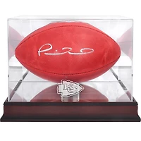 Patrick Mahomes Kansas City Chiefs Autographed Wilson Full Color Duke Pro Football with Mahogany Team Logo Football Display Case