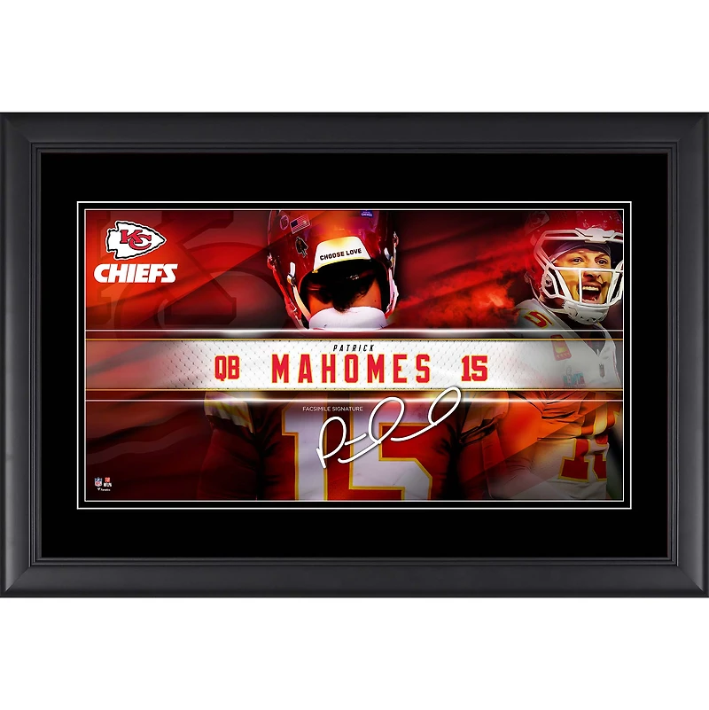 Collage de plaques signalétiques encadrées de Patrick Mahomes, Kansas City Chiefs, fac-similé de signature, 10" x 18"