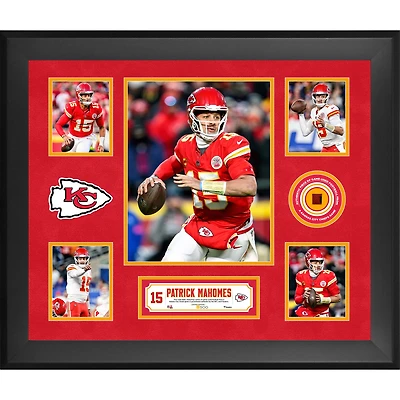 Patrick Mahomes Kansas City Chiefs Framed 20" x 24" 5-Photo Collage with a Piece of Game-Used Football - Limited Edition of 500