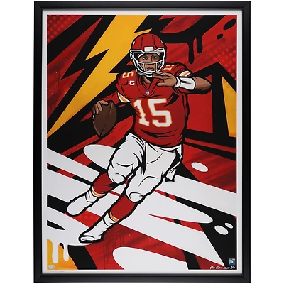Impression encadrée 30" x 40" de Patrick Mahomes Kansas City Chiefs sur papier d'archives orné - Art de Matt Corrado