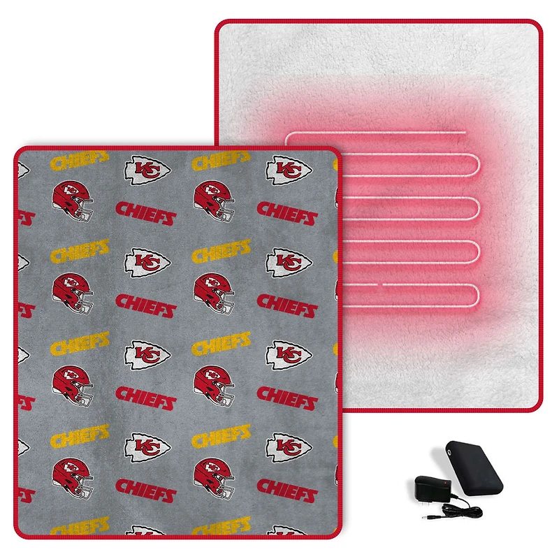Couverture chauffante Pegasus Kansas City Chiefs Scattered Logos 60" x 70"