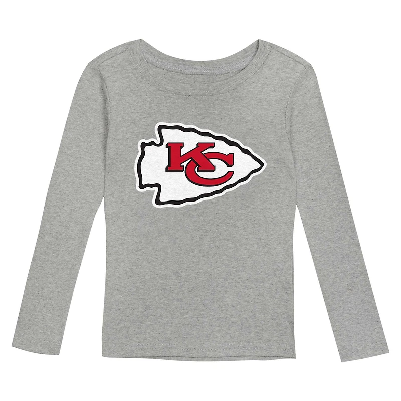 Ensemble de nuit avec t-shirt et pantalon à manches longues pour enfants d'âge préscolaire gris chiné des Kansas City Chiefs