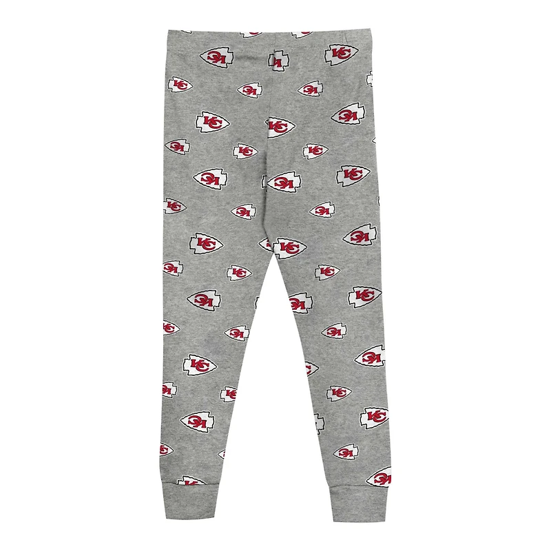Ensemble de nuit avec t-shirt et pantalon à manches longues pour enfants d'âge préscolaire gris chiné des Kansas City Chiefs