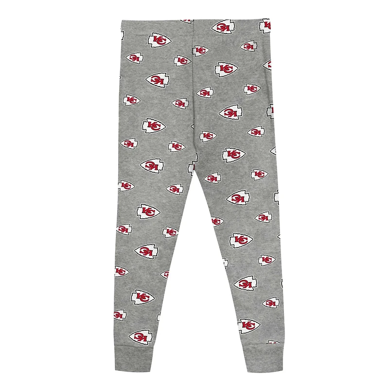 Ensemble de nuit avec t-shirt et pantalon à manches longues pour enfants d'âge préscolaire gris chiné des Kansas City Chiefs